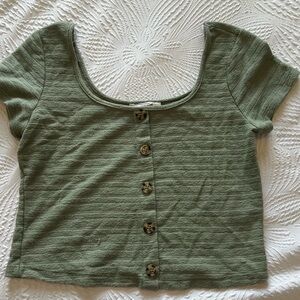 All in Favor Olive Green Cropped Tee